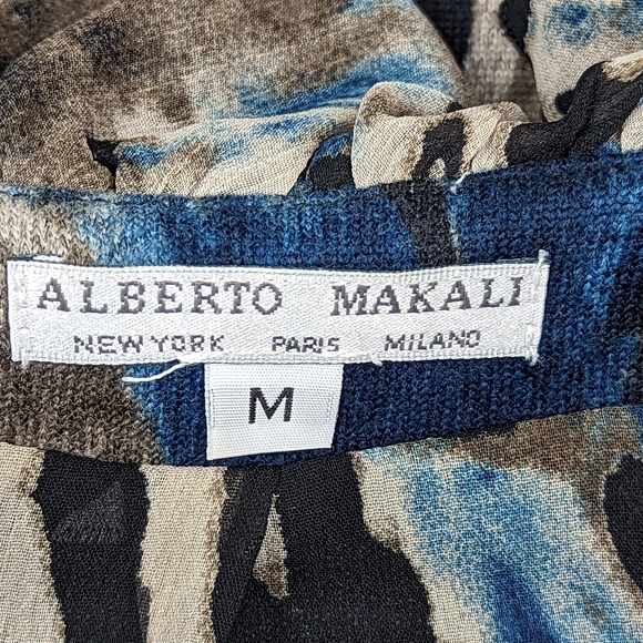 Alberto Makali Front Ruffle Jacket w/Abstract Animal print Fabric.  Medium - Picture 3 of 10